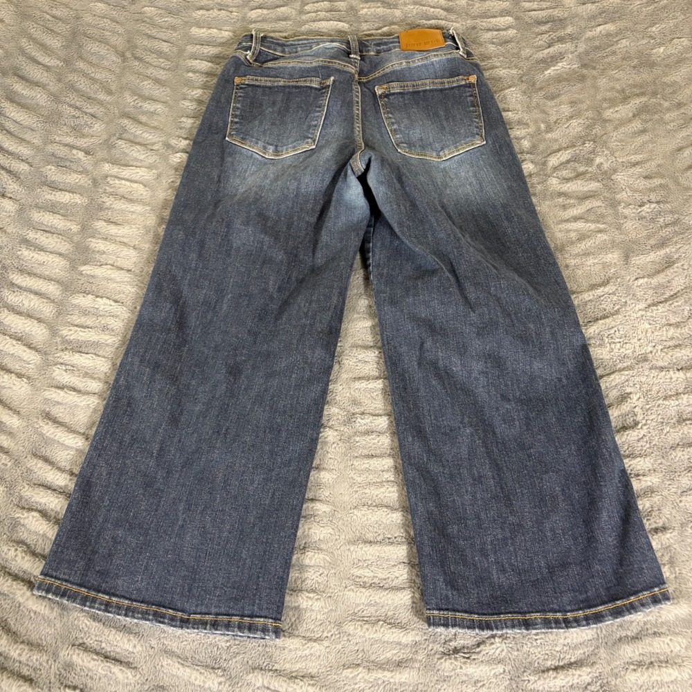 Judy Blue JB88876 DK Dark Wash Wide Leg High Rise Cropped Jeans 7/28